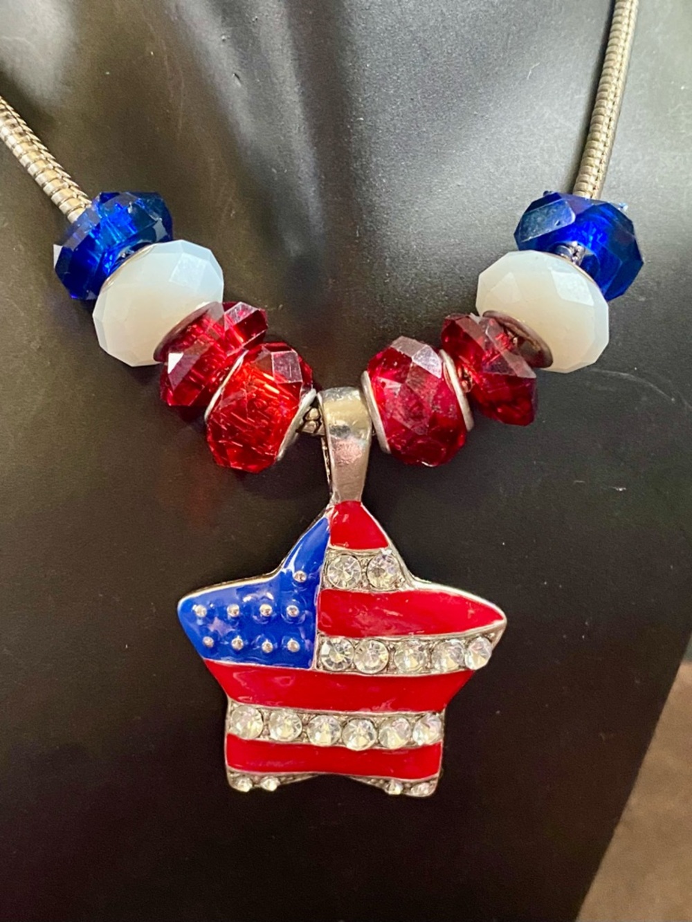 Patriotic Star Pendant Necklace, Charms, Earrings, Bracelets - Red, White & Blue - Picture 3 of 14